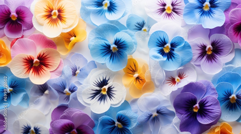 a close up of a bunch of flowers with many colors of purple, blue, yellow, and white flowers. a close up of a bunch of flowers with many colors of purple, blue, yellow, and white flowers.