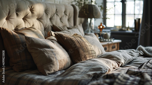 Warm and Cozy Flannel: A bed adorned with soft flannel bed linen in warm tones, inviting a sense of coziness and comfort during cooler seasons