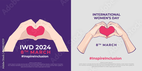 8th March hugging herself. Inspire Inclusion is the campaign theme of International Women's Day 2024.
Vector illustration.