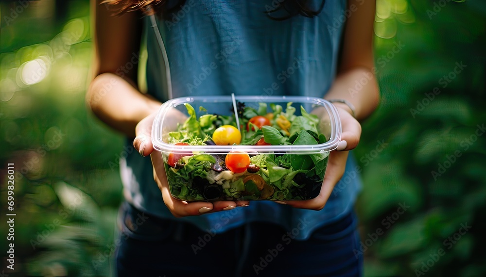 Closeup Healthy Food Salad, Focus On Salad. Generative AI Closeup Healthy Food Salad, Focus On Salad. Generative AI