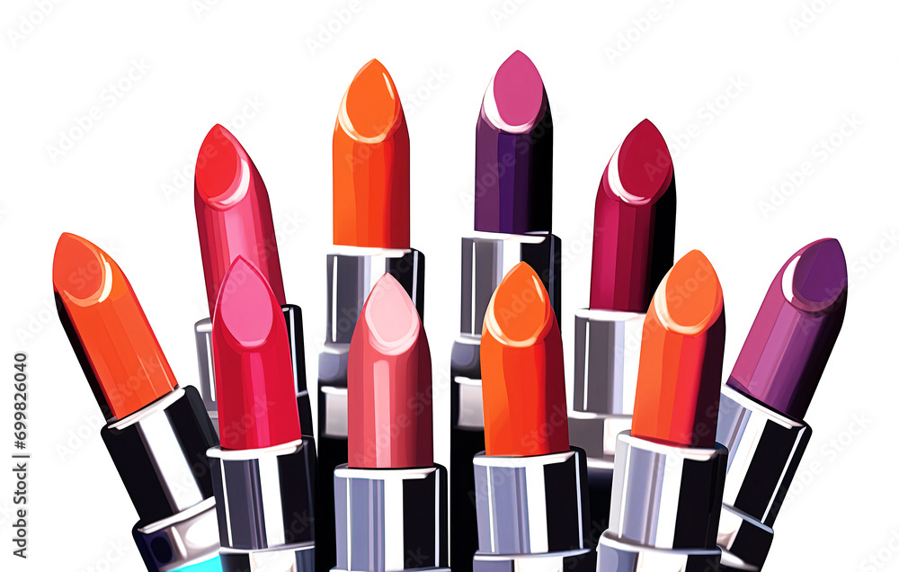 Obraz premium Set of colorful lipsticks isolated on white background