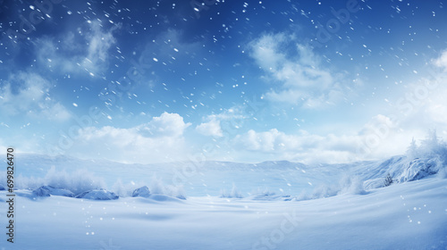 Illustration Capturing the Tranquil Beauty of a Snowy Day on a Completely Blanketed Mountain, Depicting a Winter Wonderland Scene with a Pristine White Landscape and Snow-Covered Trees Creating a Sere