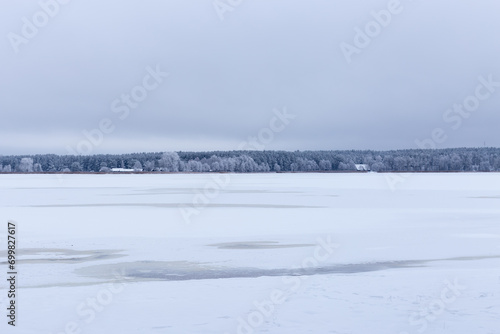 frozen lake in winter in Northern Europe