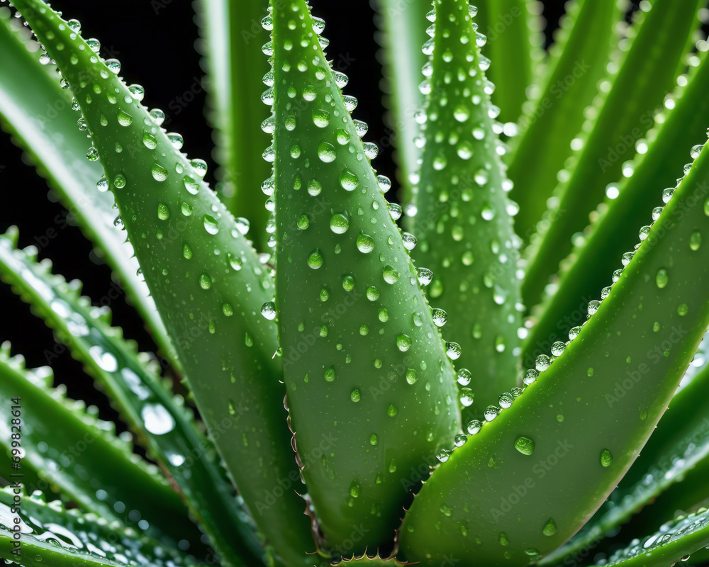 Soothing Aloe: Dew-Kissed Succulent Leaves Soothing Aloe: Dew-Kissed Succulent Leaves