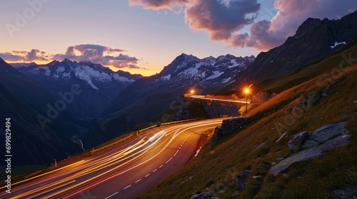 captures the stunning Grossglockner High Alpine Road at night