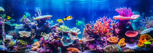Tropical fish and corals in the aquarium. Underwater world. © mila103