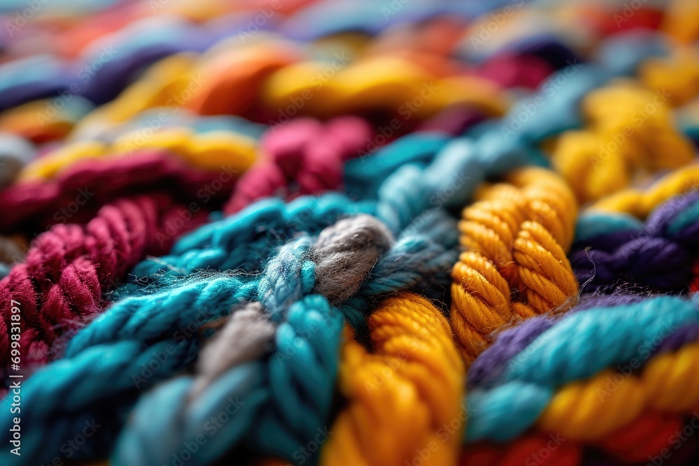 Close up of the colorful knit background