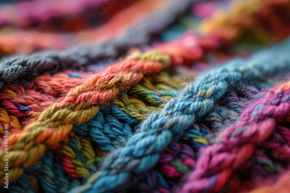 Close up of the colorful knit background