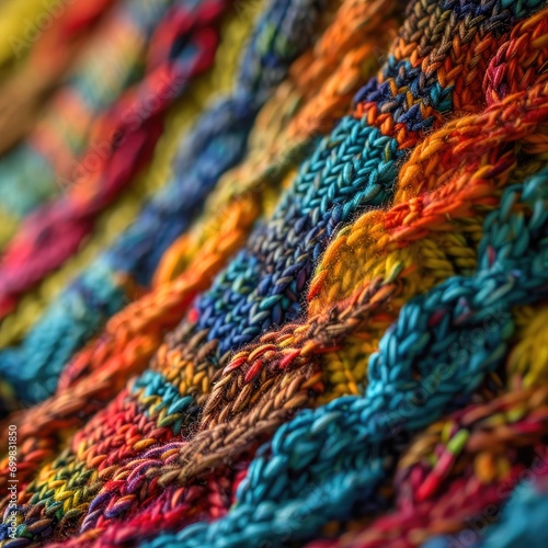 Close up of the colorful knit background