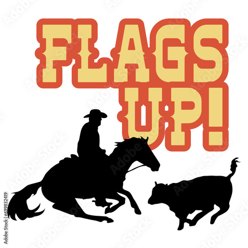 Flags Up Ranch Sorting Team Penning Cow Horse transparent photo