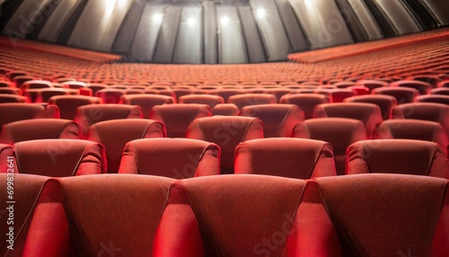 Empty Red Theater Seats in Auditorium