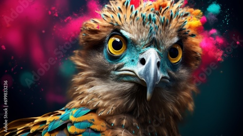 Generative AI image of a close up of a colorful eagle © Eitan Baron