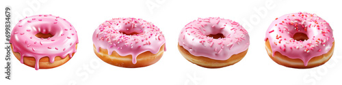 Pink Donut Hyperrealistic Highly Detailed Isolated On Transparent Background Png File