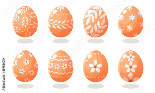 Set of Easter eggs with different patterns. Vector illustration on a white background. Happy easter. Spring holiday. Collection of decorative Easter symbol. Spring colorful chocolate egg.