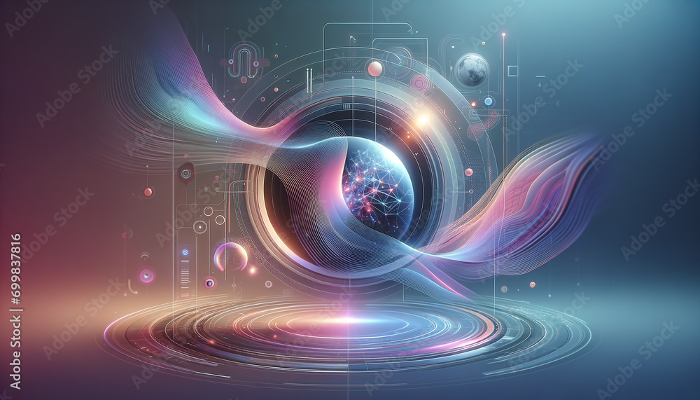 Futuristic computer vision interface with calming pastel gradients. Futuristic computer vision interface with calming pastel gradients.