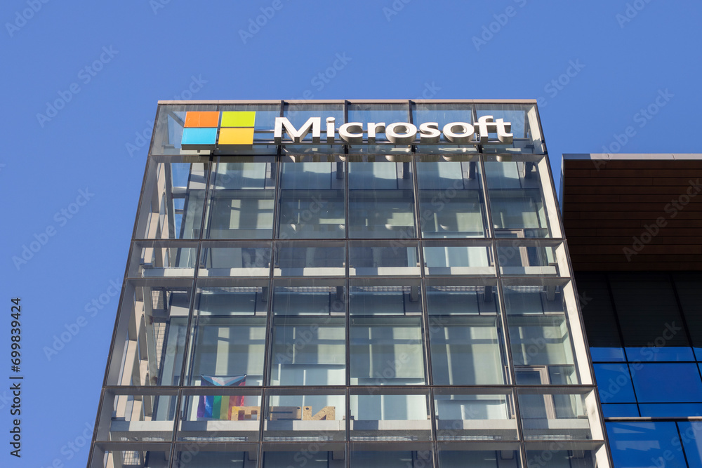 Stockfoto Vancouver, BC, Canada Dec 22, 2023 Microsoft logo is seen
