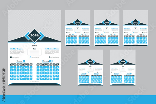 Happy New Year 2024 Wall Calendar Design 