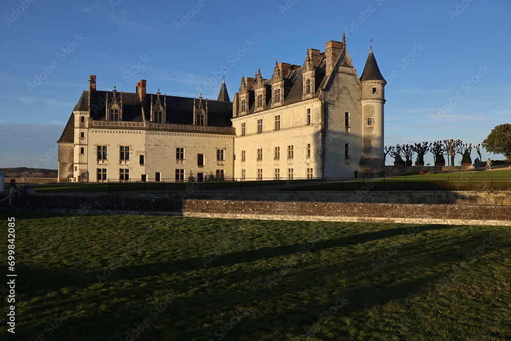 Le château royal, vue de l'extérieur, ville de Amboise, département de l'Indre et Loire, France