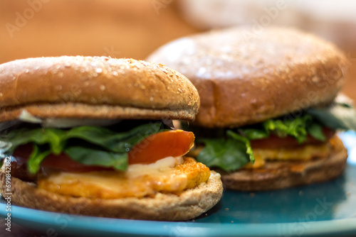 Hamburgesa vegetariana con pan de trigo integral photo