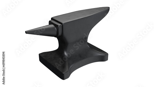 Vintage steel anvil isolated on transparent and white background. Smith concept. 3D render
