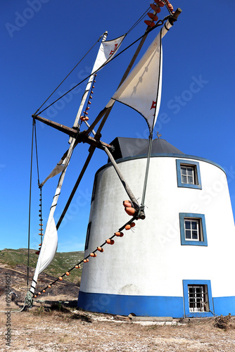 Restored old windmill: Moinho de Avis, Serra de Montejunto, Portugal. photo