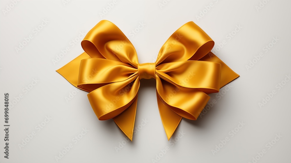 Golden ribbon and bow on white background. Golden ribbon and bow on white background.