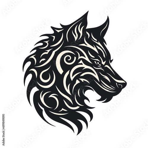 a black and white tattoo of a wolf