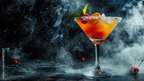Worldly Cocktails: Realistic 8K Studio Photo of Vibrant Mixology on Black Background