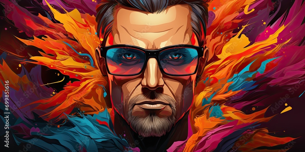 Stylish man with colorful abstract background