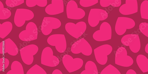 Many hearts on red background. Seamless pattern for Valentine's Day
