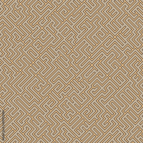 Seamless repeating pattern. Intricate labyrinth design with thick and thin diagonal lines. Abstract geometric background. Retro style design.