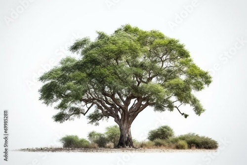 African Acacia tree isolated on white background. Generative AI
