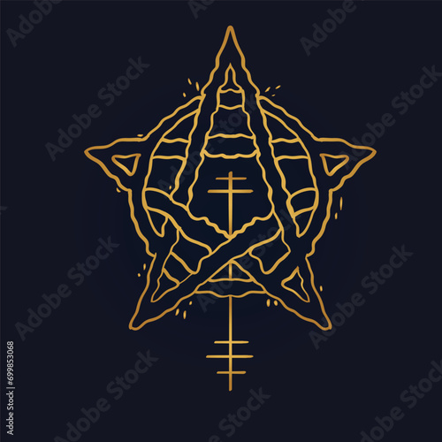 gold pentacle tatto vector art photo