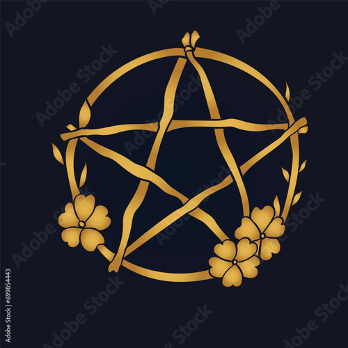 gold pentacle tatto vector art photo