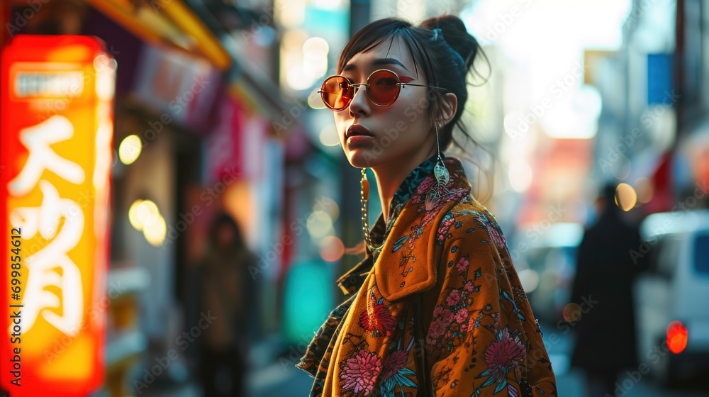 Fashionable street style in a vibrant urban setting