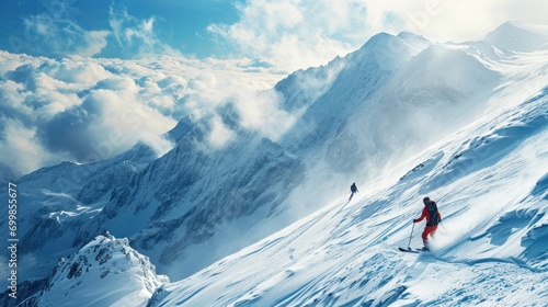 Winter sports, skiing, snowboarding, mountain, adrenaline, outdoor activity.