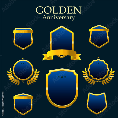 set of golden shields with ribbons