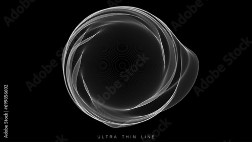 Distorted line spheres. Vector thin line glitch geometry.
