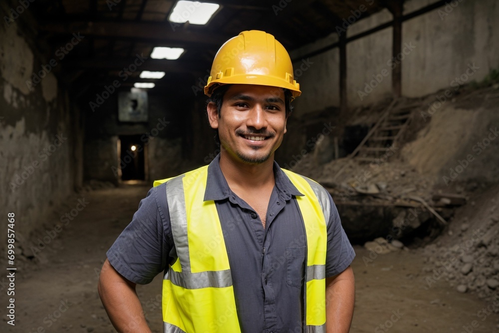 portrait of a Hispanic construction worker handyman in South America building for infrastructure for mining and house working hard physical job portrait of a Hispanic construction worker handyman in South America building for infrastructure for mining and house working hard physical job