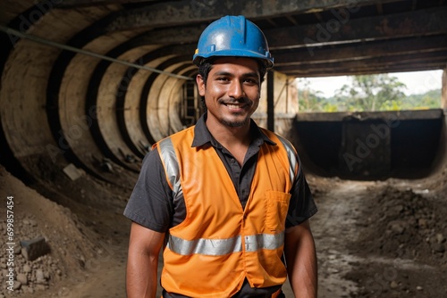 portrait of a Hispanic construction worker handyman in South America building for infrastructure for mining and house working hard physical job