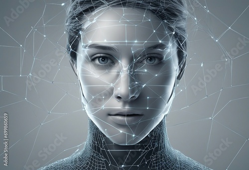 Facial Recognition System concept Face Recognition 3D scanning Face ID vector wireframe concept photo