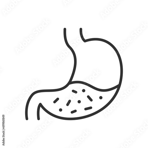 Bacteria in the stomach, linear icon. Intestinal microflora. Line with editable stroke