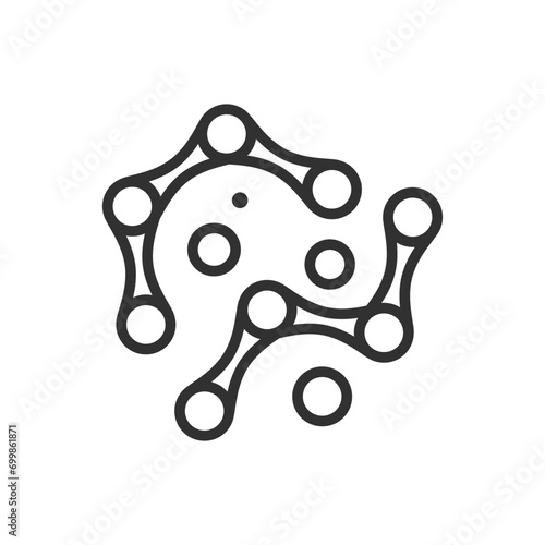 Chemical structures, linear icon, chains, macromolecules, molecule. Line with editable stroke