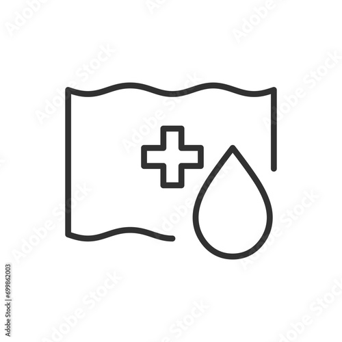 Medical wet wipe, linear icon. Line with editable stroke