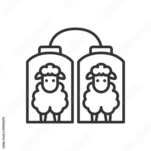Cloning, linear icon. Scientific genetic experiment, cloning of sheep. Line with editable stroke