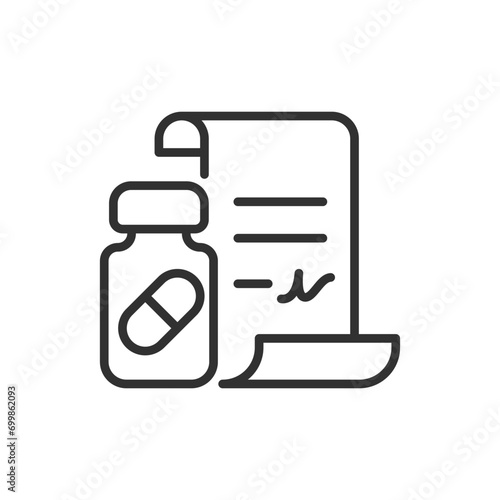 Prescription medication, linear icon. Line with editable stroke