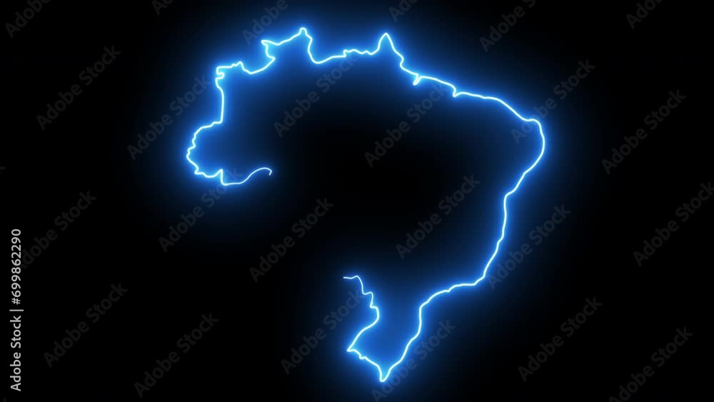 Animated Brazil map icon with a glowing neon effect Animated Brazil map icon with a glowing neon effect