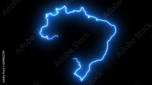 Animated Brazil map icon with a glowing neon effect photo