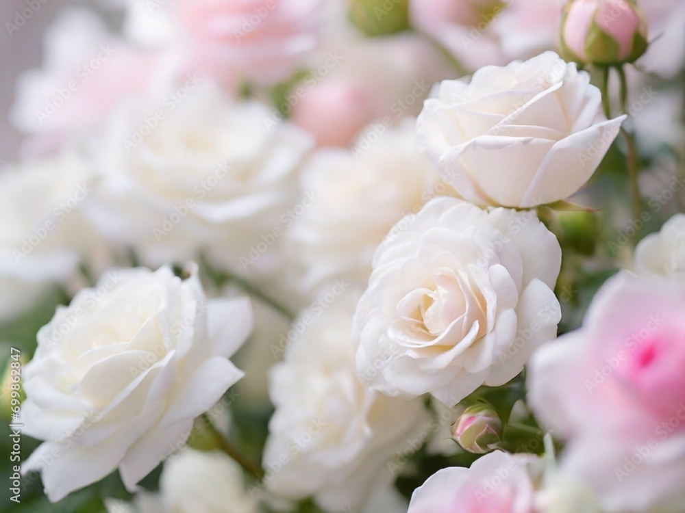 white roses bouquet in garden