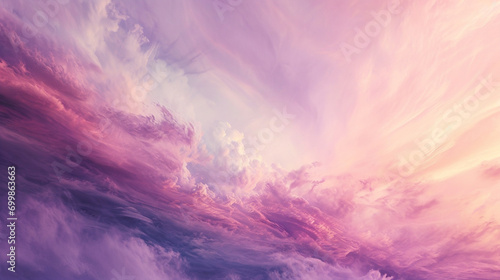A gentle abstract blend of pastel pinks and purples, softly merging like the colors of a spring sunrise, with a delicate, frosted texture.